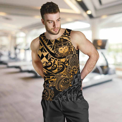 Samoa Polynesian Tank Top (Men) - Gold Turtle Flowing