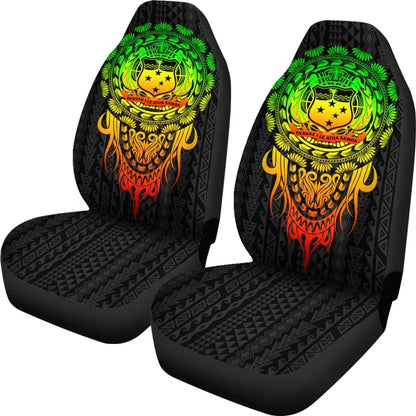 Samoa Polynesian Car Seat Covers - Tattoo Pattern With Seal