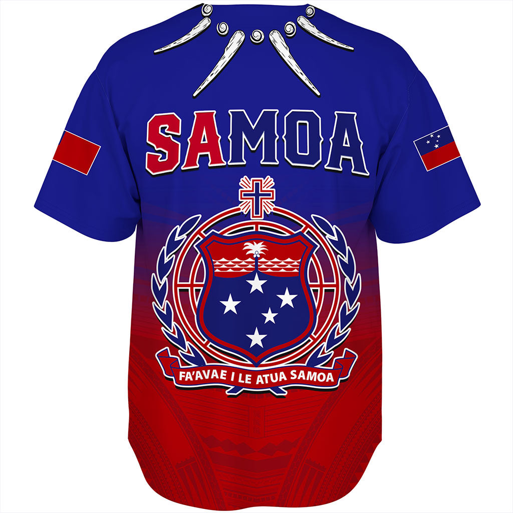 Samoa Baseball Shirt Polynesian Tribal Ula Nifo Round
