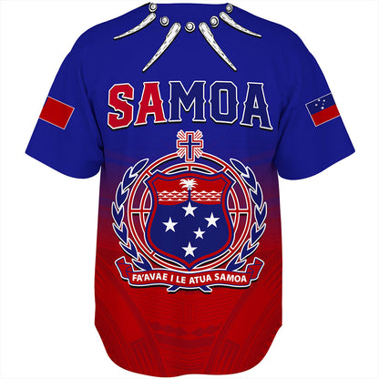 Samoa Baseball Shirt Polynesian Tribal Ula Nifo Round