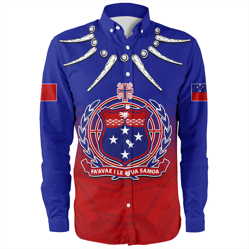 Samoa Long Sleeve Shirt Polynesian Tribal Ula Nifo Round