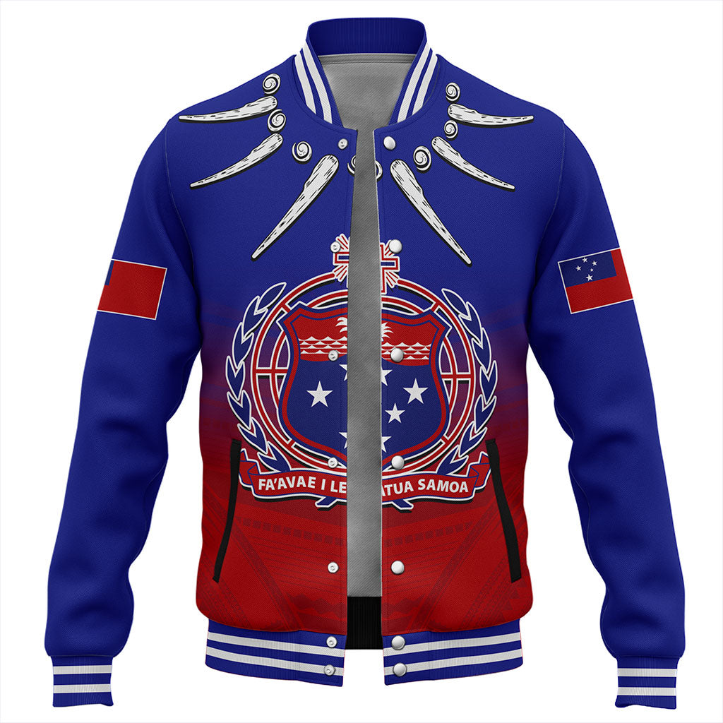 Samoa Baseball Jacket Polynesian Tribal Ula Nifo Round