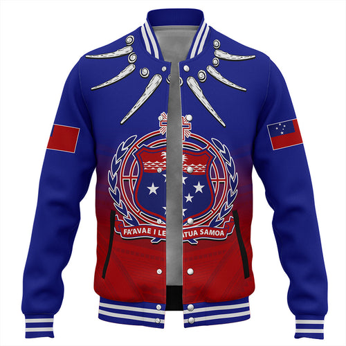 Samoa Baseball Jacket Polynesian Tribal Ula Nifo Round