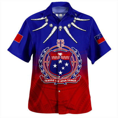 Samoa Hawaiian Shirt Polynesian Tribal Ula Nifo Round