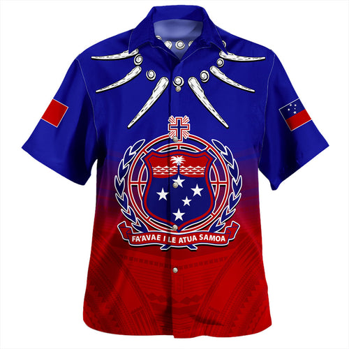 Samoa Hawaiian Shirt Polynesian Tribal Ula Nifo Round