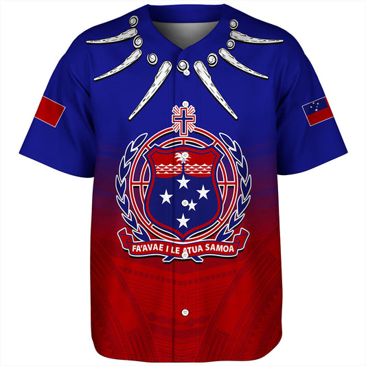 Samoa Baseball Shirt Polynesian Tribal Ula Nifo Round