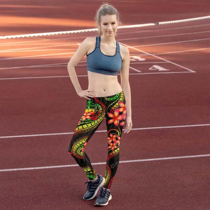 Samoa Polynesian Women Legging - Reggae Plumeria
