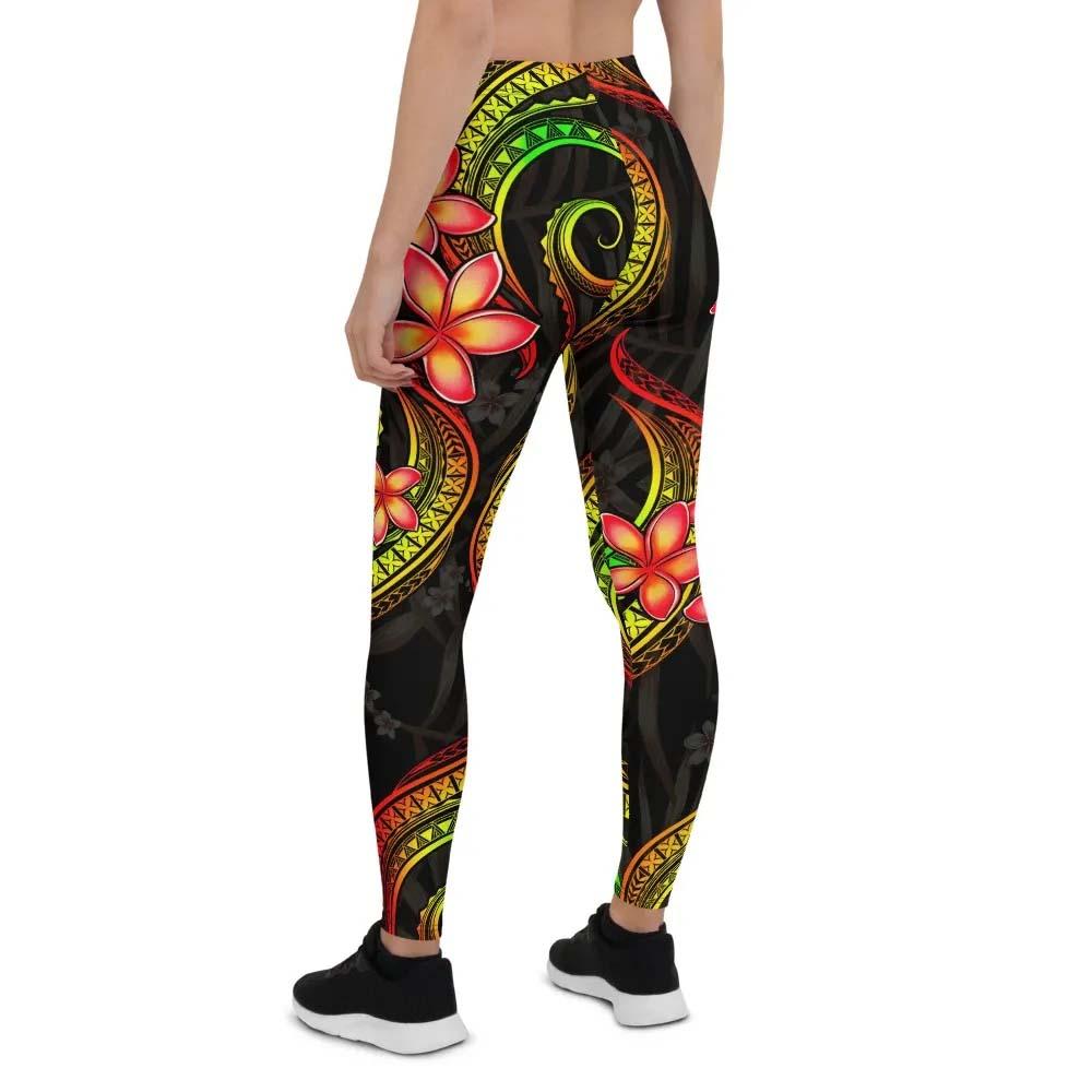 Samoa Polynesian Women Legging - Reggae Plumeria