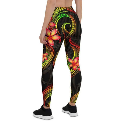Samoa Polynesian Women Legging - Reggae Plumeria