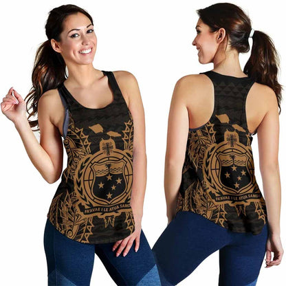 Samoa Polynesian Women Tank Top Map Gold