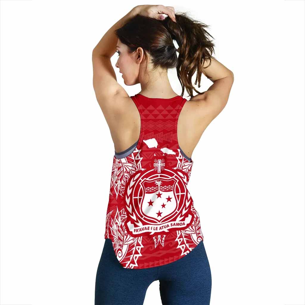 Samoa Polynesian Women Tank Top Map Red White