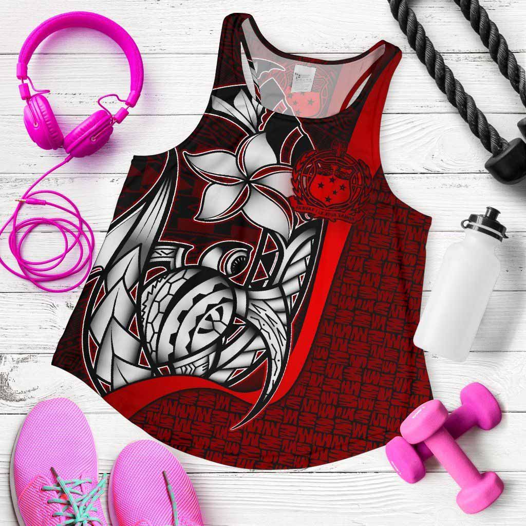 Samoa Polynesian Women Racerback Tank Red - Turtle With Hook