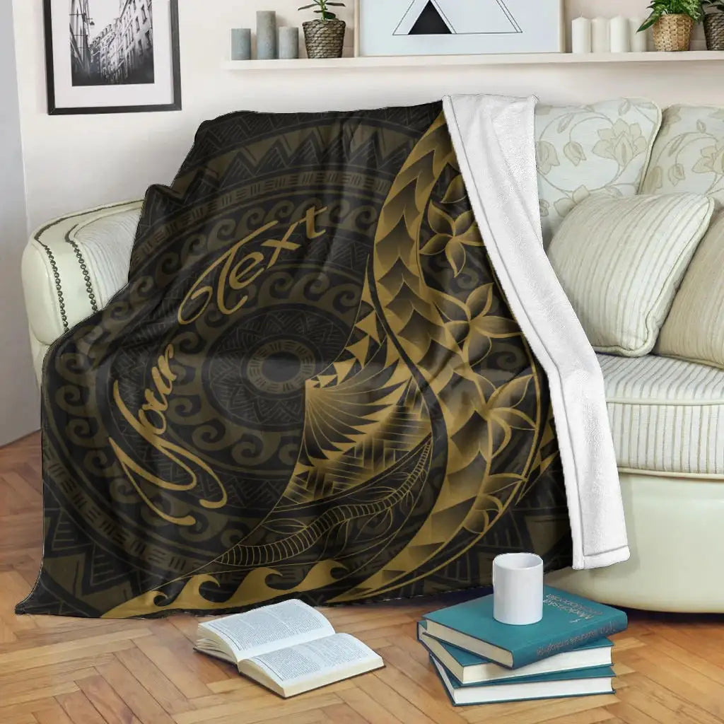 Samoa Premium Blanket - Custom Personalised Polynesian Pattern Style Gold Color