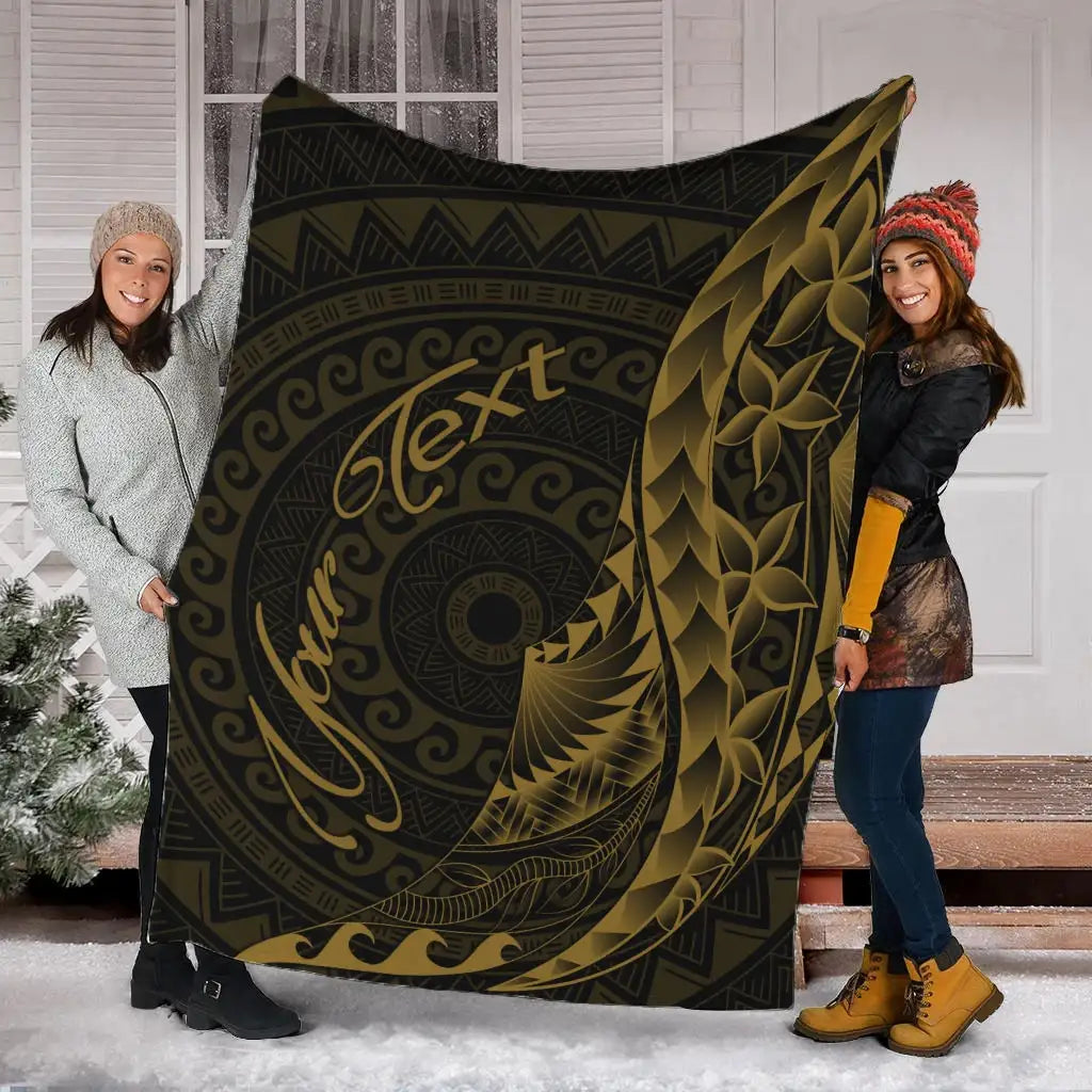 Samoa Premium Blanket - Custom Personalised Polynesian Pattern Style Gold Color