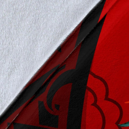 Samoa Premium Blanket - Polynesian Hook And Hibiscus (Red)