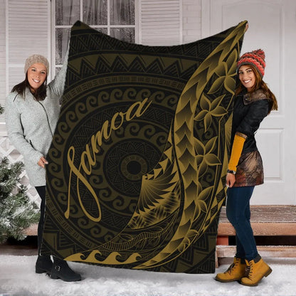 Samoa Premium Blanket - Polynesian Pattern Style Gold Color