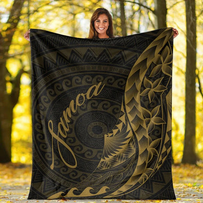Samoa Premium Blanket - Polynesian Pattern Style Gold Color