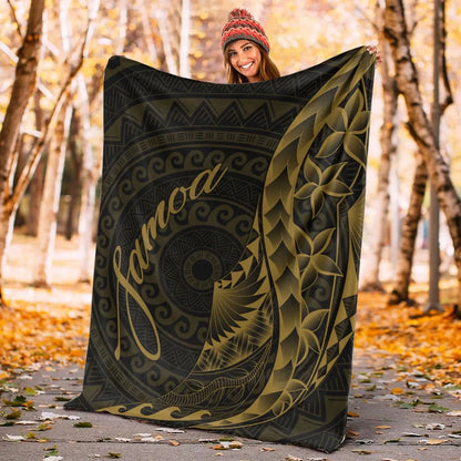 Samoa Premium Blanket - Polynesian Pattern Style Gold Color