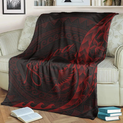 Samoa Premium Blanket - Polynesian Pattern Style Red Color