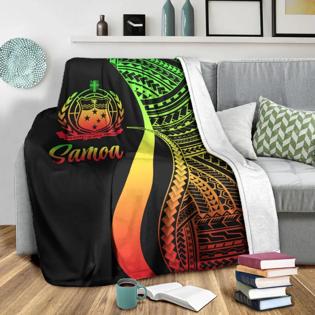 Samoa Premium Blanket - Reggae Polynesian Tentacle Tribal Pattern