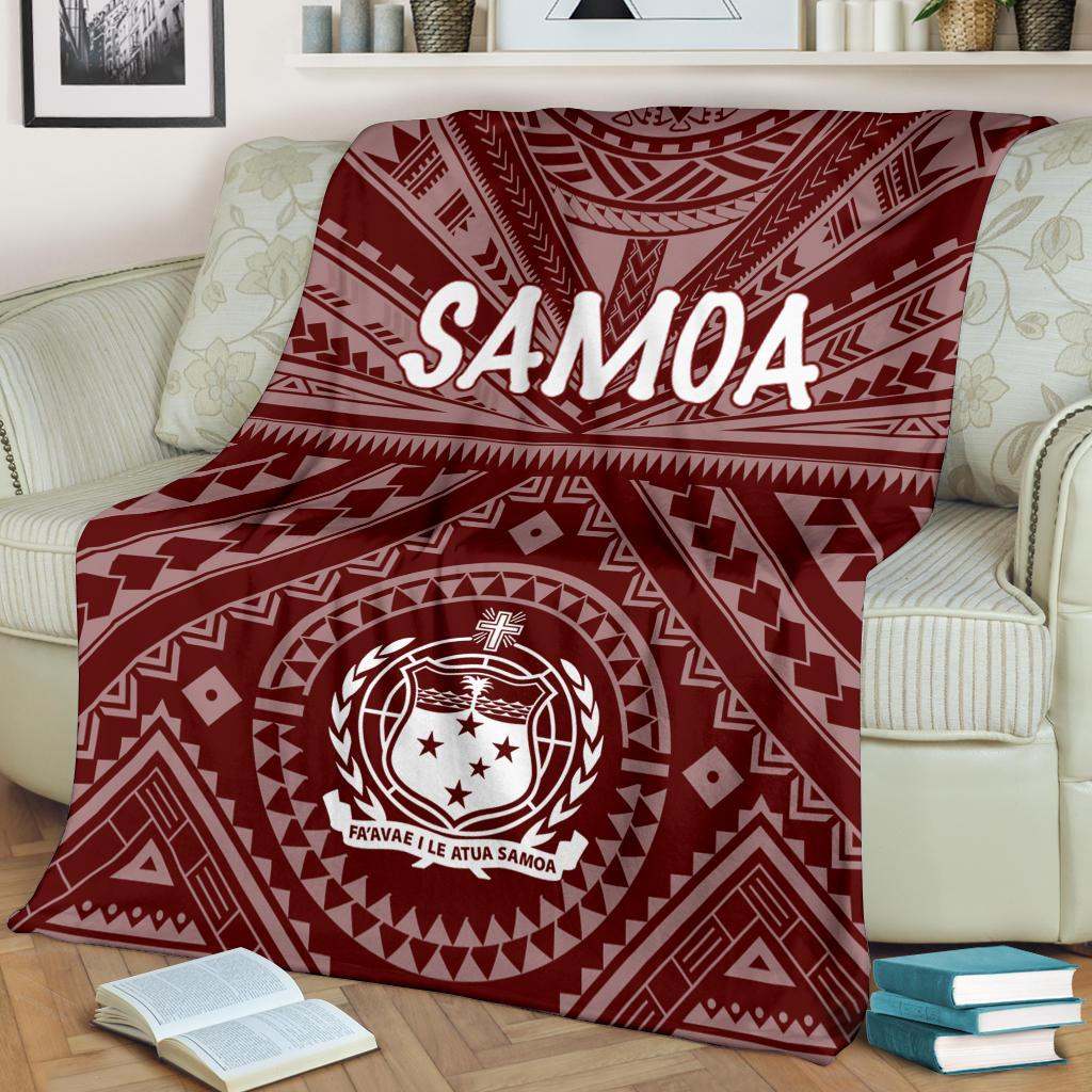 Samoa Premium Blanket - Samoa Seal In Polynesian Tattoo Style (Red)