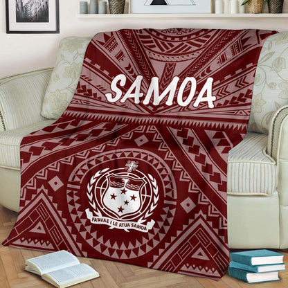 Samoa Premium Blanket - Samoa Seal In Polynesian Tattoo Style (Red)