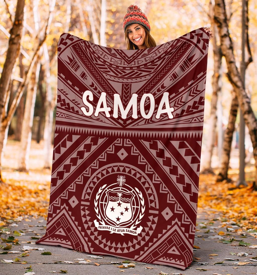 Samoa Premium Blanket - Samoa Seal In Polynesian Tattoo Style (Red)