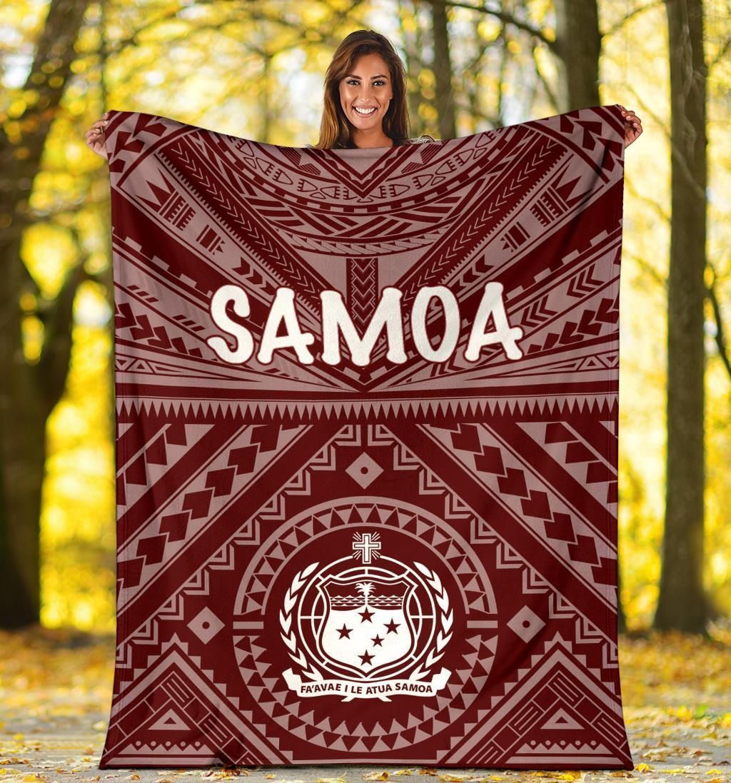 Samoa Premium Blanket - Samoa Seal In Polynesian Tattoo Style (Red)