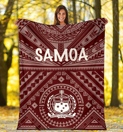 Samoa Premium Blanket - Samoa Seal In Polynesian Tattoo Style (Red)