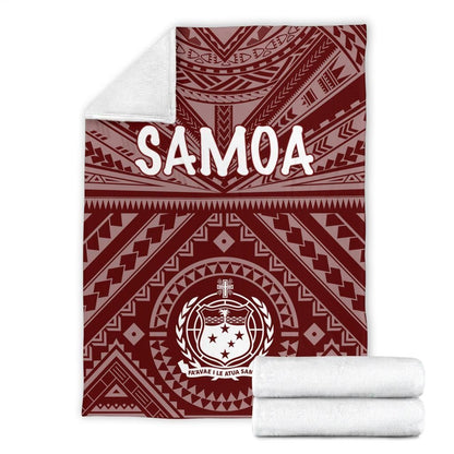 Samoa Premium Blanket - Samoa Seal In Polynesian Tattoo Style (Red)