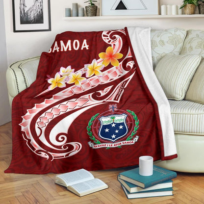 Samoa Premium Blanket - Samoa Seal  Polynesian Patterns Plumeria