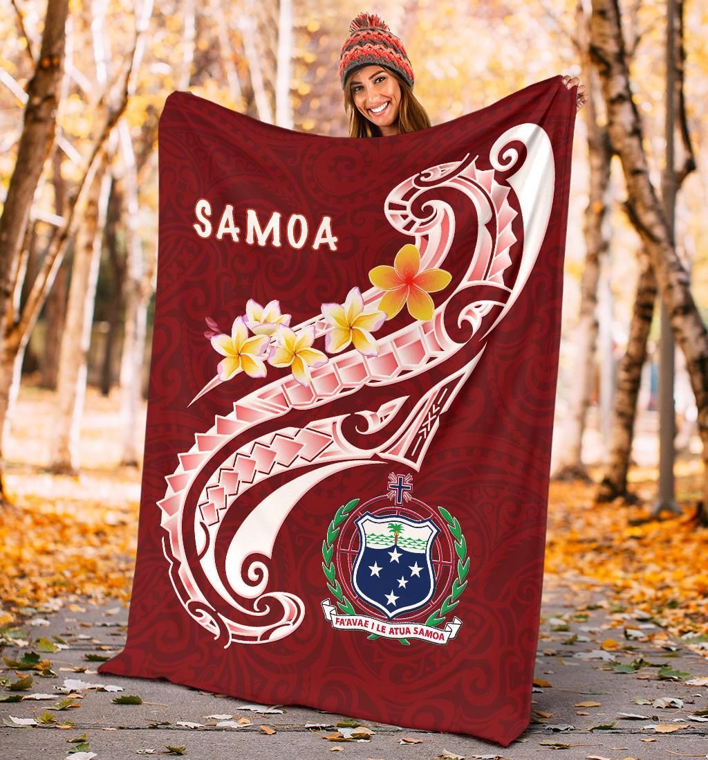 Samoa Premium Blanket - Samoa Seal  Polynesian Patterns Plumeria