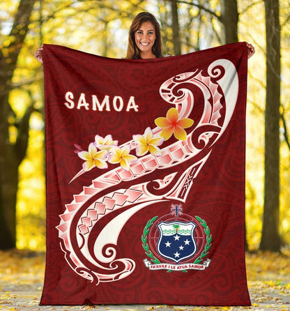 Samoa Premium Blanket - Samoa Seal  Polynesian Patterns Plumeria