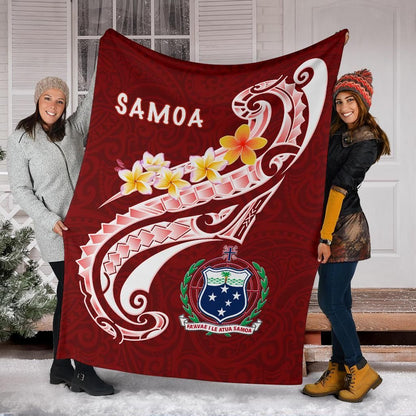 Samoa Premium Blanket - Samoa Seal  Polynesian Patterns Plumeria