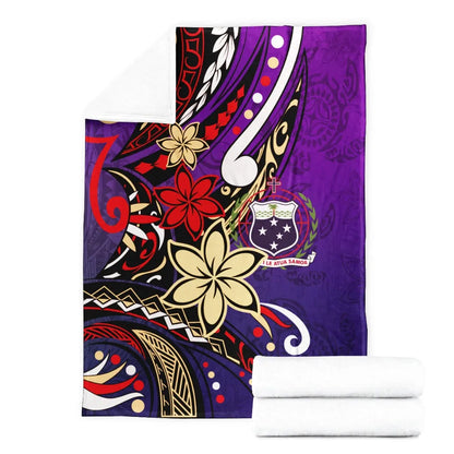 Samoa Premium Blanket - Tribal Flower With Special Turtles Purple Color