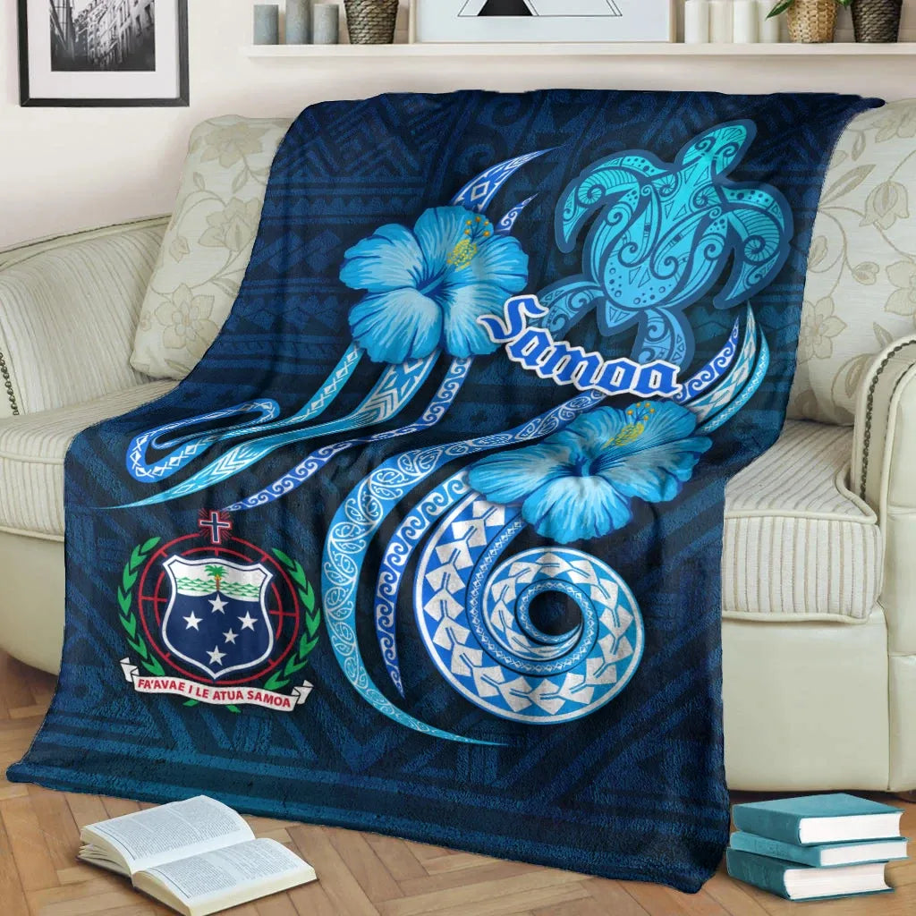 Samoa Premium Blanket -Turtle and Tribal Tattoo Of Polynesian