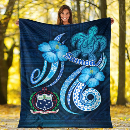 Samoa Premium Blanket -Turtle and Tribal Tattoo Of Polynesian