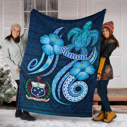 Samoa Premium Blanket -Turtle and Tribal Tattoo Of Polynesian