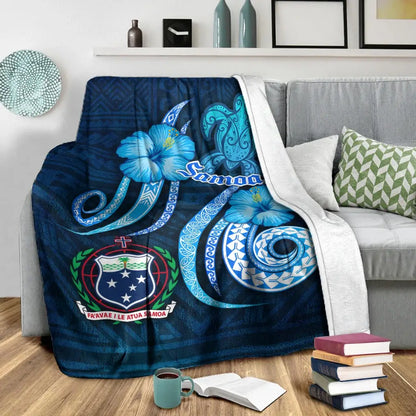 Samoa Premium Blanket -Turtle and Tribal Tattoo Of Polynesian