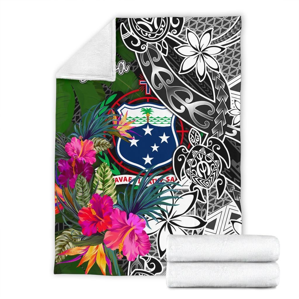 Samoa Premium Blanket - Turtle Plumeria Banana Leaf