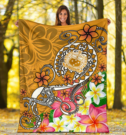 Samoa Premium Blanket - Turtle Plumeria (Gold)