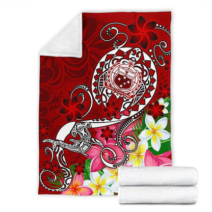 Samoa Premium Blanket - Turtle Plumeria (Red)