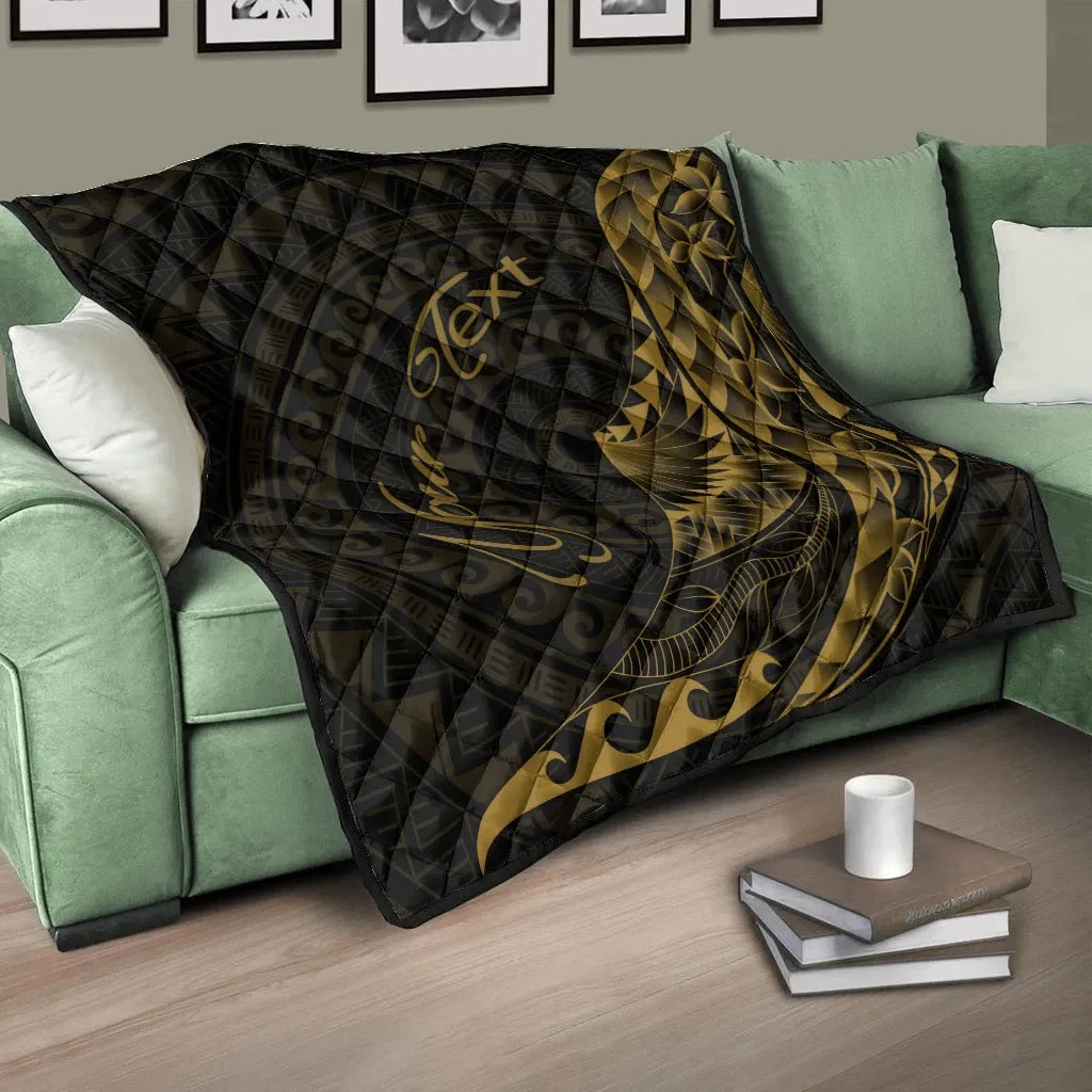 Samoa Premium Quilt - Custom Personalised Polynesian Pattern Style Gold Color- BN27