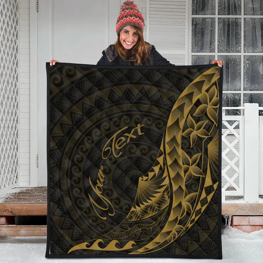 Samoa Premium Quilt - Custom Personalised Polynesian Pattern Style Gold Color- BN27