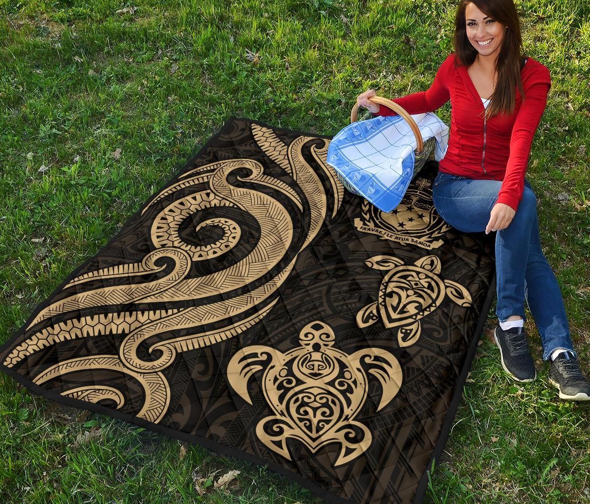 Samoa Premium Quilt - Gold Tentacle Turtle