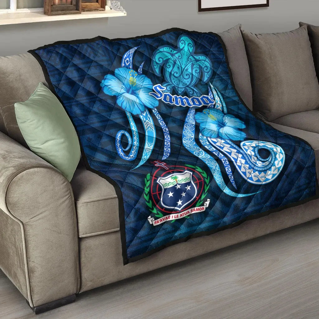 Samoa Premium Quilt -Turtle and Tribal Tattoo Of Polynesian