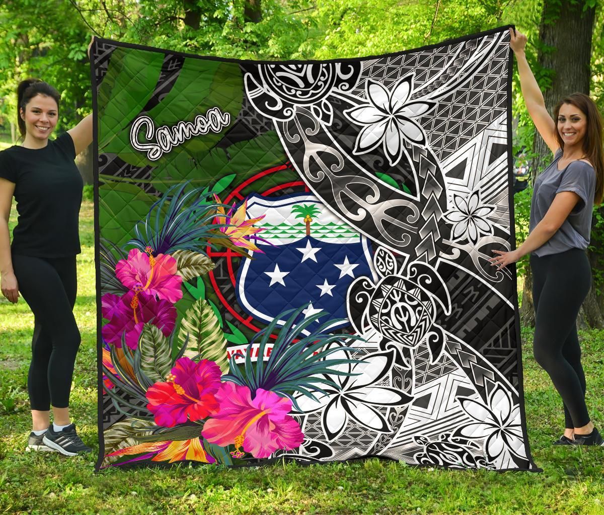 Samoa Premium Quilt - Turtle Plumeria Banana Leaf
