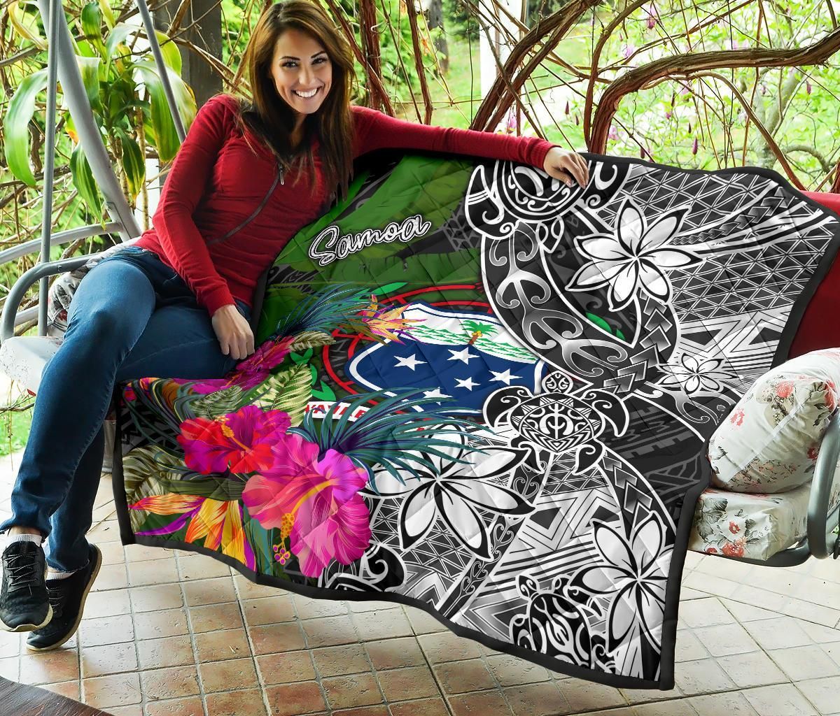 Samoa Premium Quilt - Turtle Plumeria Banana Leaf