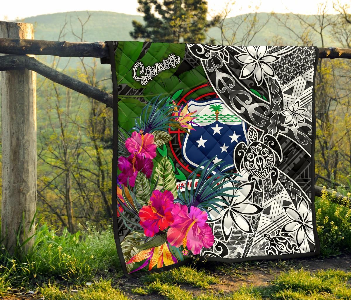 Samoa Premium Quilt - Turtle Plumeria Banana Leaf