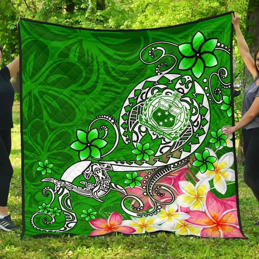 Samoa Premium Quilt - Turtle Plumeria (Green)